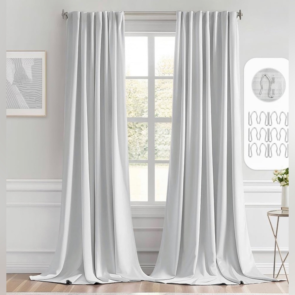 🌸NEW MIULEE Back Tab Light Blocking Curtains 52x96 Inch Long 2 Panels Set NWT.